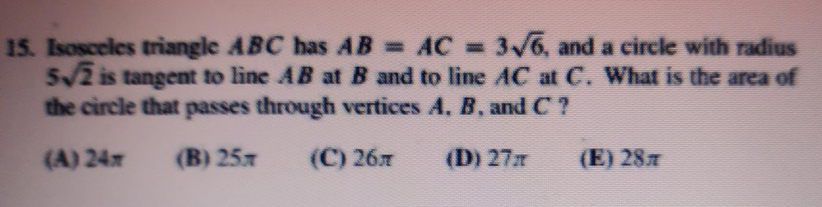 Solved 15. Isosceles Triangle ABC Has AB = AC = 3/6, And A | Chegg.com