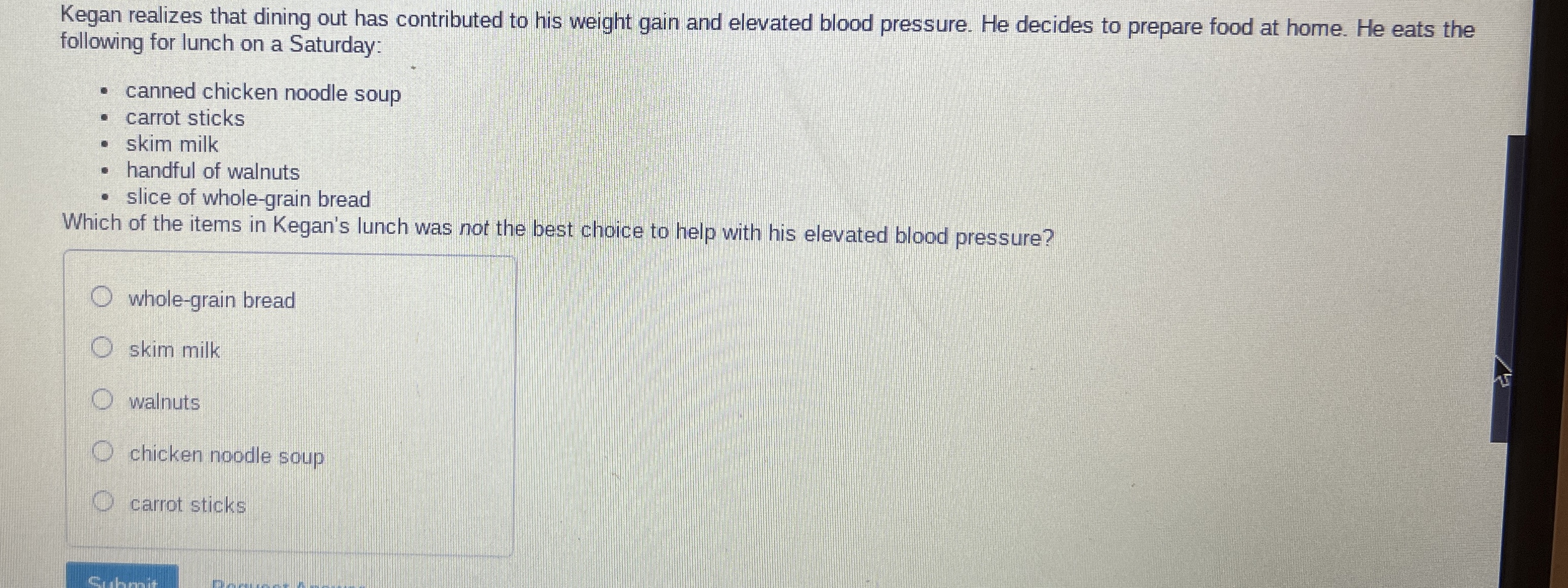 Solved Kegan realizes that dining out has contributed to his