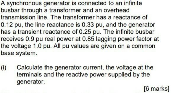 Solved A synchronous generator is connected to an infinite | Chegg.com