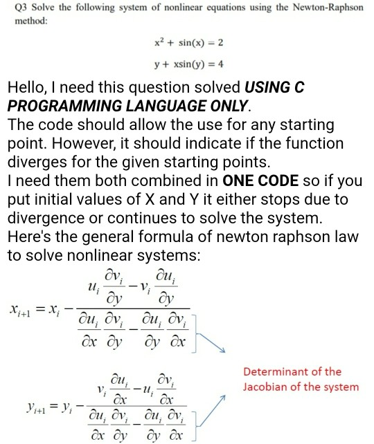 Answered: Q3 Solve The Following System Of Nonlinear Equati