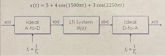 \( x(t)=5+4 \cos (1500 \pi t)+3 \cos (2250 \pi t) \)