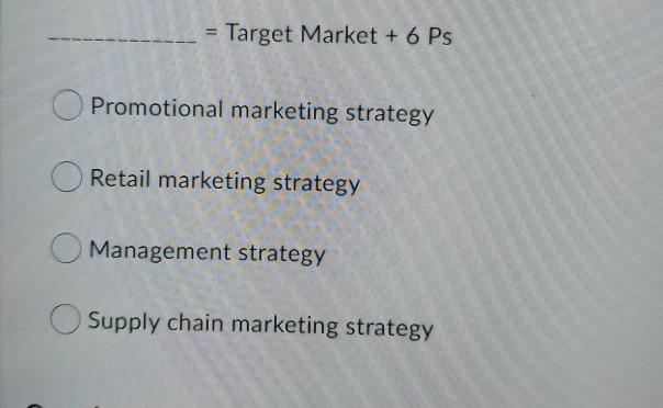 Solved = Target Market + 6 Ps Promotional marketing strategy | Chegg.com