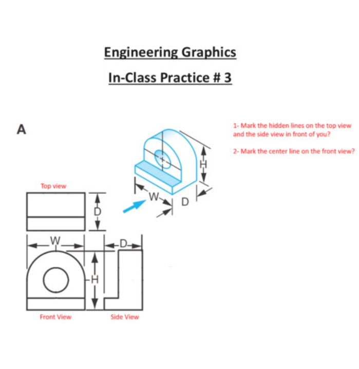 Engineering GraphicsIn-Class Practice # 3A1- ﻿Mark | Chegg.com