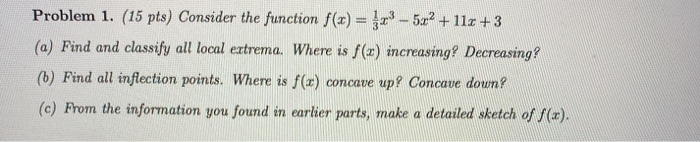 Solved Problem 1. (15 pts) Consider the function f(x) = {2,3 | Chegg.com
