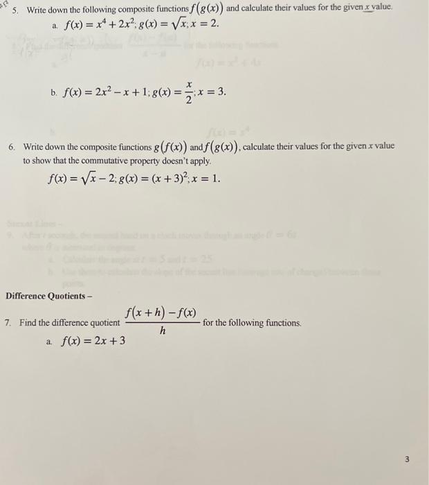 Solved 5. Write down the following composite functions | Chegg.com