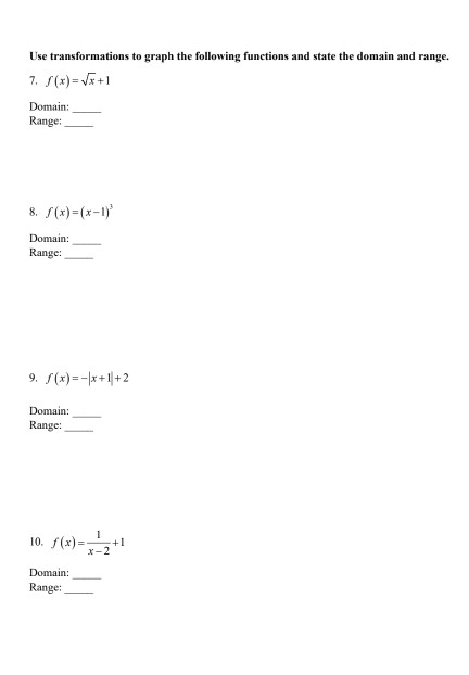 Solved Use transformations to graph the following functions | Chegg.com
