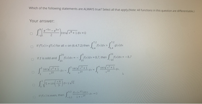Solved Which of the following statements are ALWAYS true? | Chegg.com