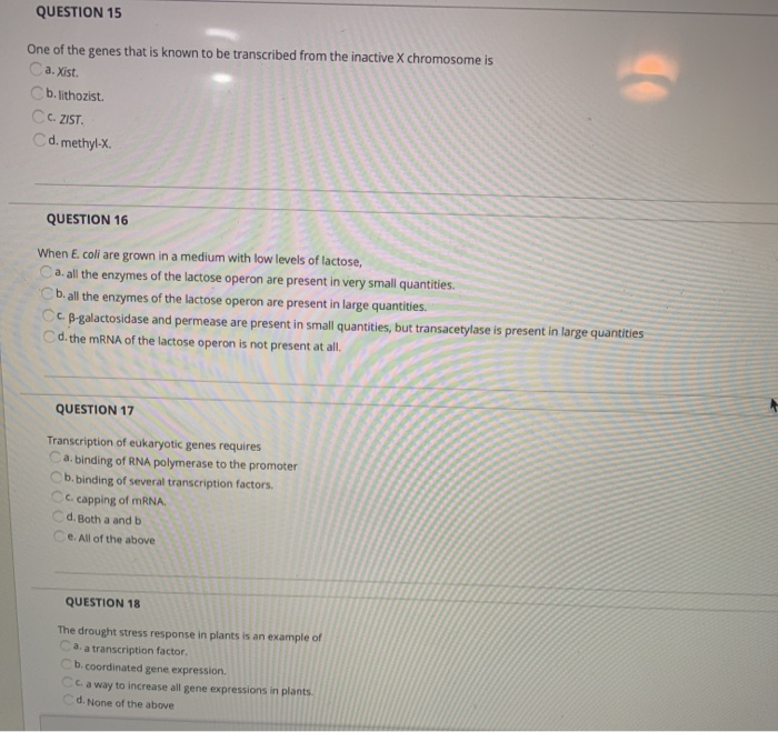 Solved QUESTION 15 One of the genes that is known to be | Chegg.com