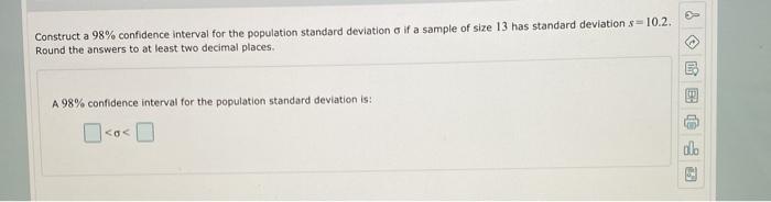 Solved 8 Construct a 98% confidence interval for the | Chegg.com