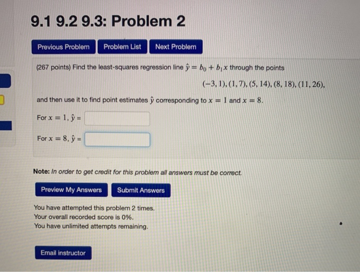 Solved 9.1 9.2 9.3: Problem 2 Previous Problem Problem List | Chegg.com