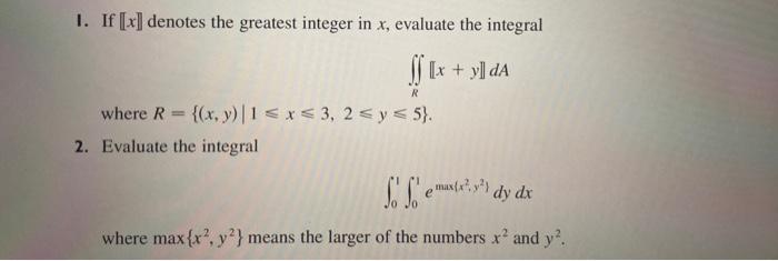 Solved I. If [[x]] denotes the greatest integer in x, | Chegg.com