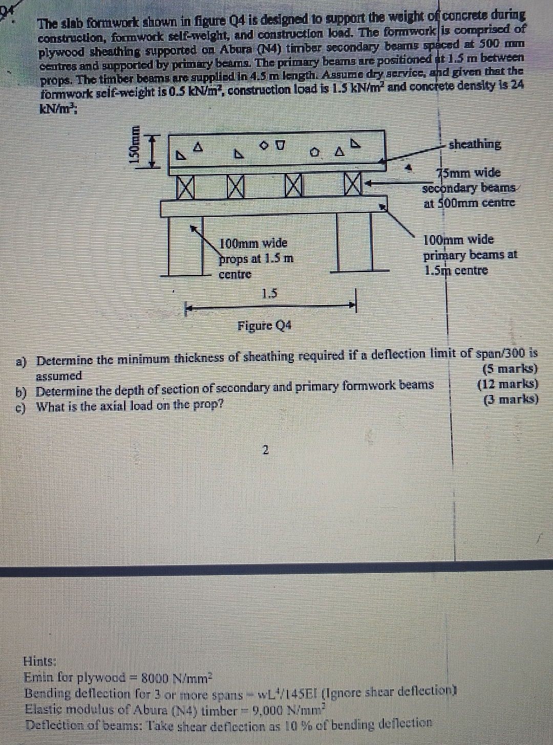 Solved by an EXPERT The shb formwork shown in figure Q4 ﻿is desfigs to ...