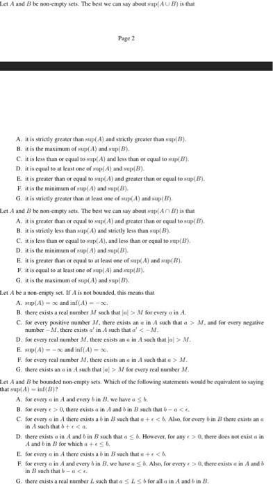 Solved Let A And B Be Nos-empty Sets. The Best We Can Say | Chegg.com