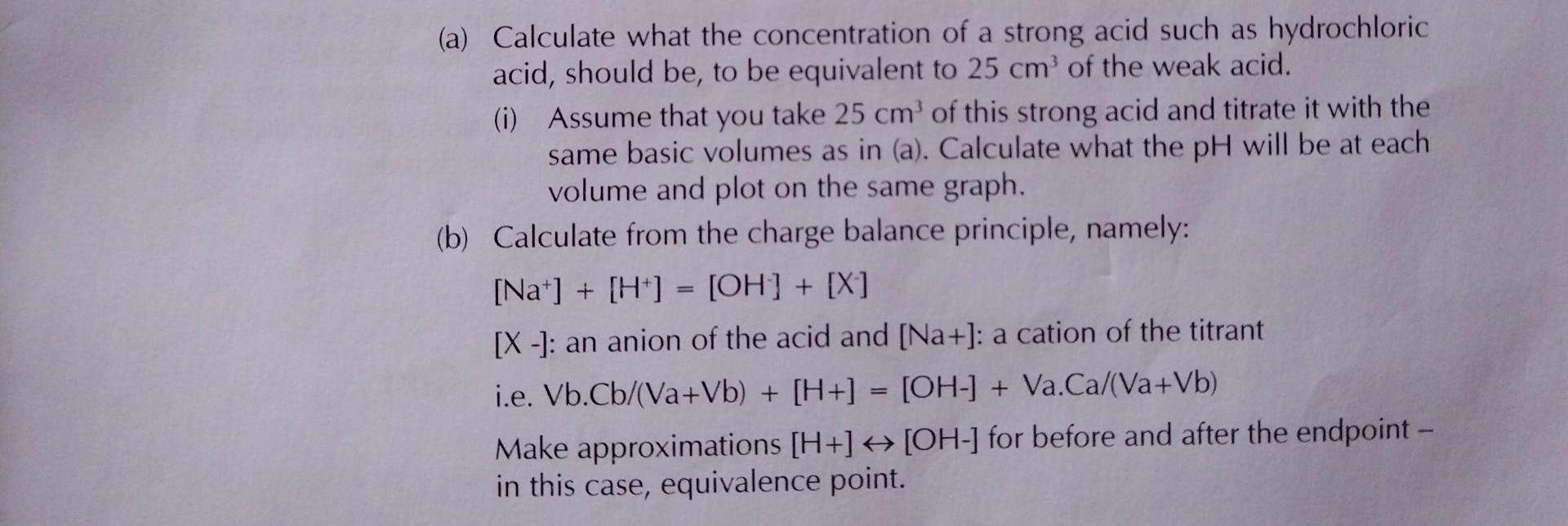 Solved (a) Calculate what the concentration of a strong acid | Chegg.com