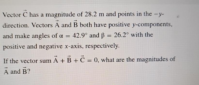 Solved Vector vec(C) ﻿has a magnitude of 28.2m ﻿and points | Chegg.com