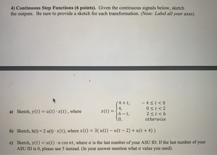 Solved 4) Continuous Step Functions (6 points). Given the | Chegg.com