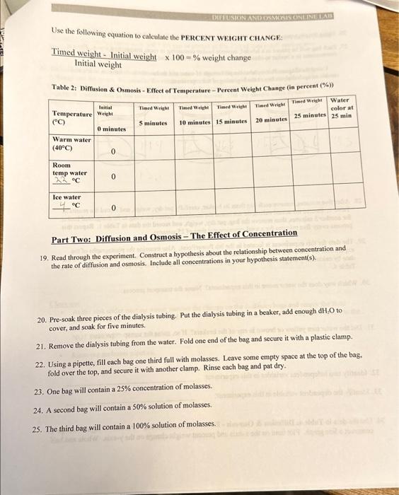 Solved Use the following equation to calculate the PERCENT | Chegg.com