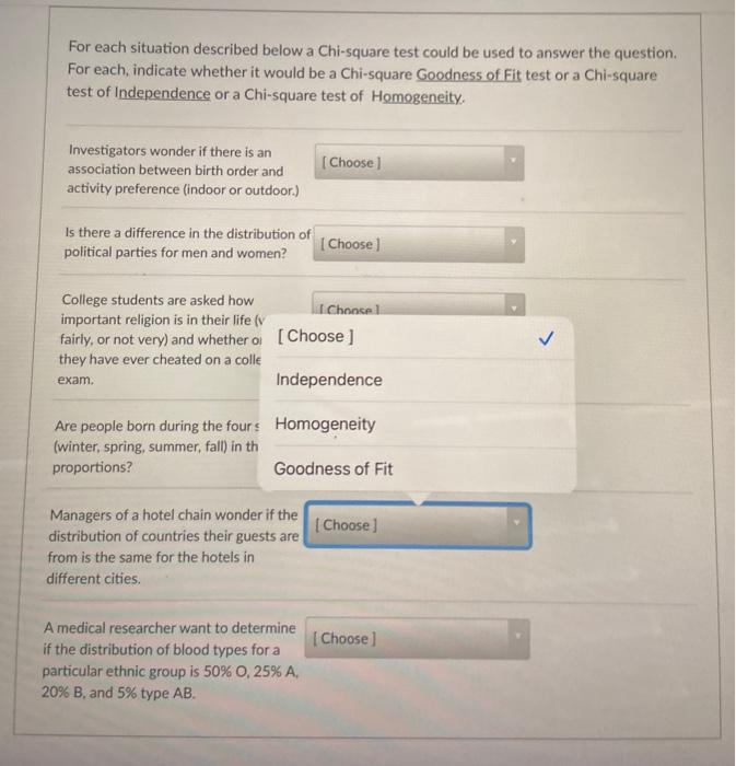 Solved For Each Situation Described Below A Chi-square Test | Chegg.com