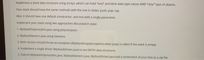 Solved Implement a stack data structure using arrays, which | Chegg.com