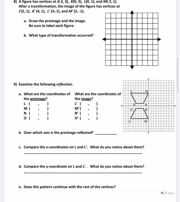 Solved Name 1) Name the transformation: translation, | Chegg.com