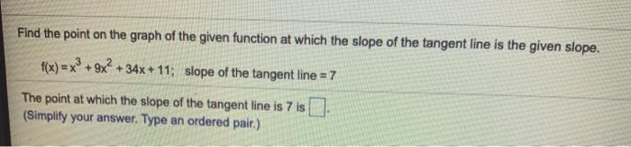 Solved Find the point on the graph of the given function at | Chegg.com