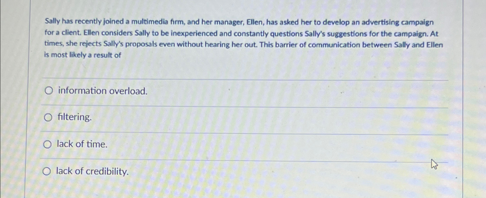 Solved Sally has recently joined a multimedia firm, and her | Chegg.com