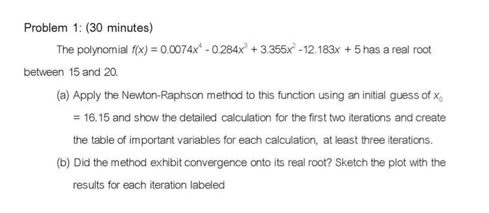 Solved Problem 1: (30 minutes) The polynomial f(x) = | Chegg.com