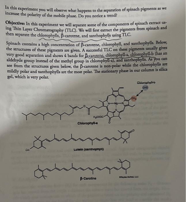 Solved 1. In this week's lab, your TA performed a TLC on the | Chegg.com