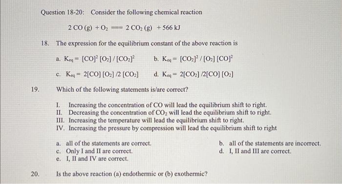 Solved Question 8.1Chemistry Answer Parts (18 - 20)?Answer | Chegg.com