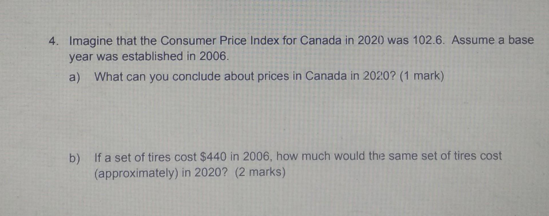 Solved 4. Imagine that the Consumer Price Index for Canada | Chegg.com