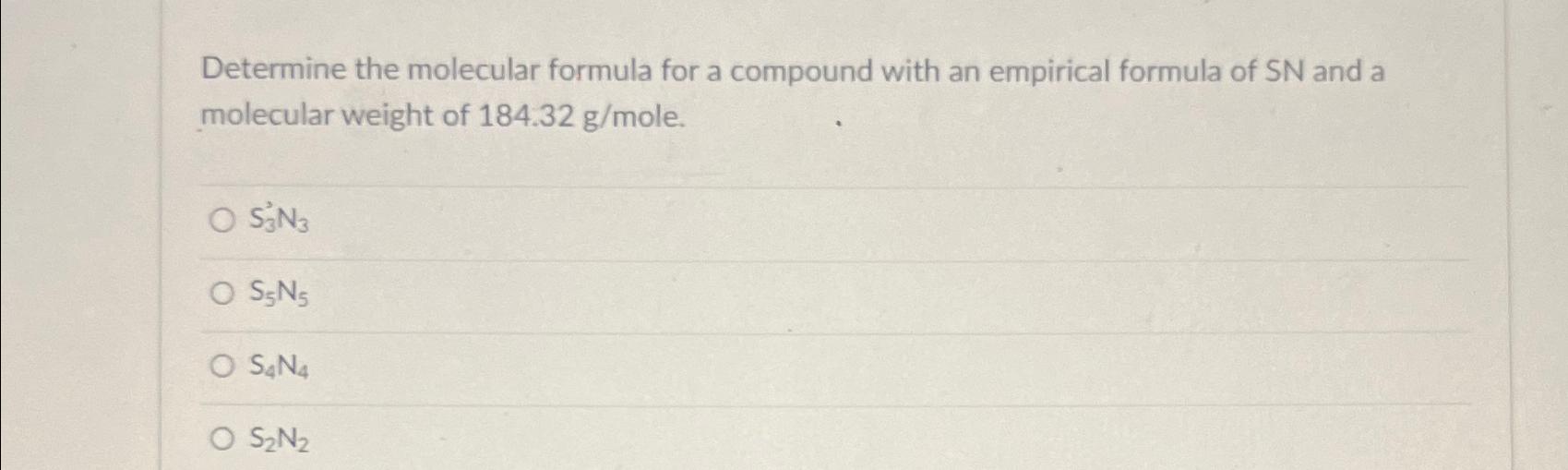 Solved Determine the molecular formula for a compound with | Chegg.com