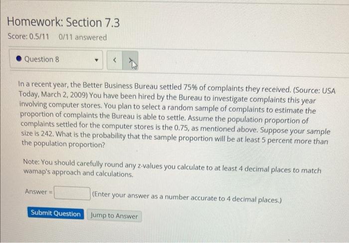 Solved Homework: Section 7.3 Score: 0.5/110/11 answered Next | Chegg.com