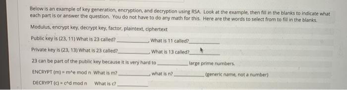 Solved Below is an example of key generation, encryption, | Chegg.com