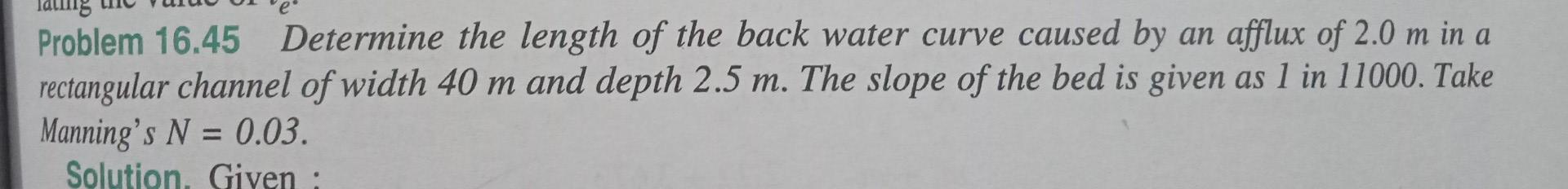 Solved Problem 16.45 Determine the length of the back water | Chegg.com