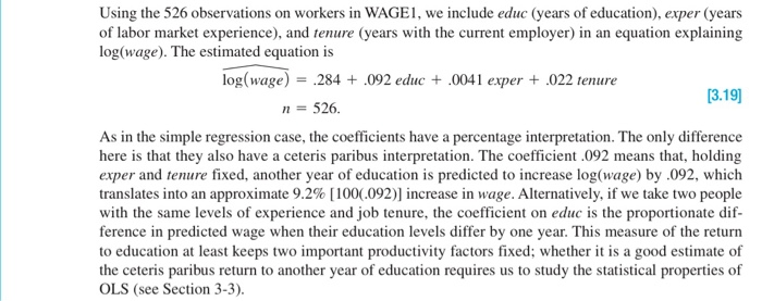 Using The 526 Observations On Workers In WAGE1, We | Chegg.com