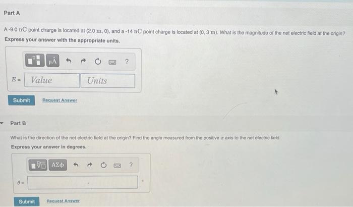 Solved Part A A-9.0 nC point charge is located at (2.0 m, | Chegg.com