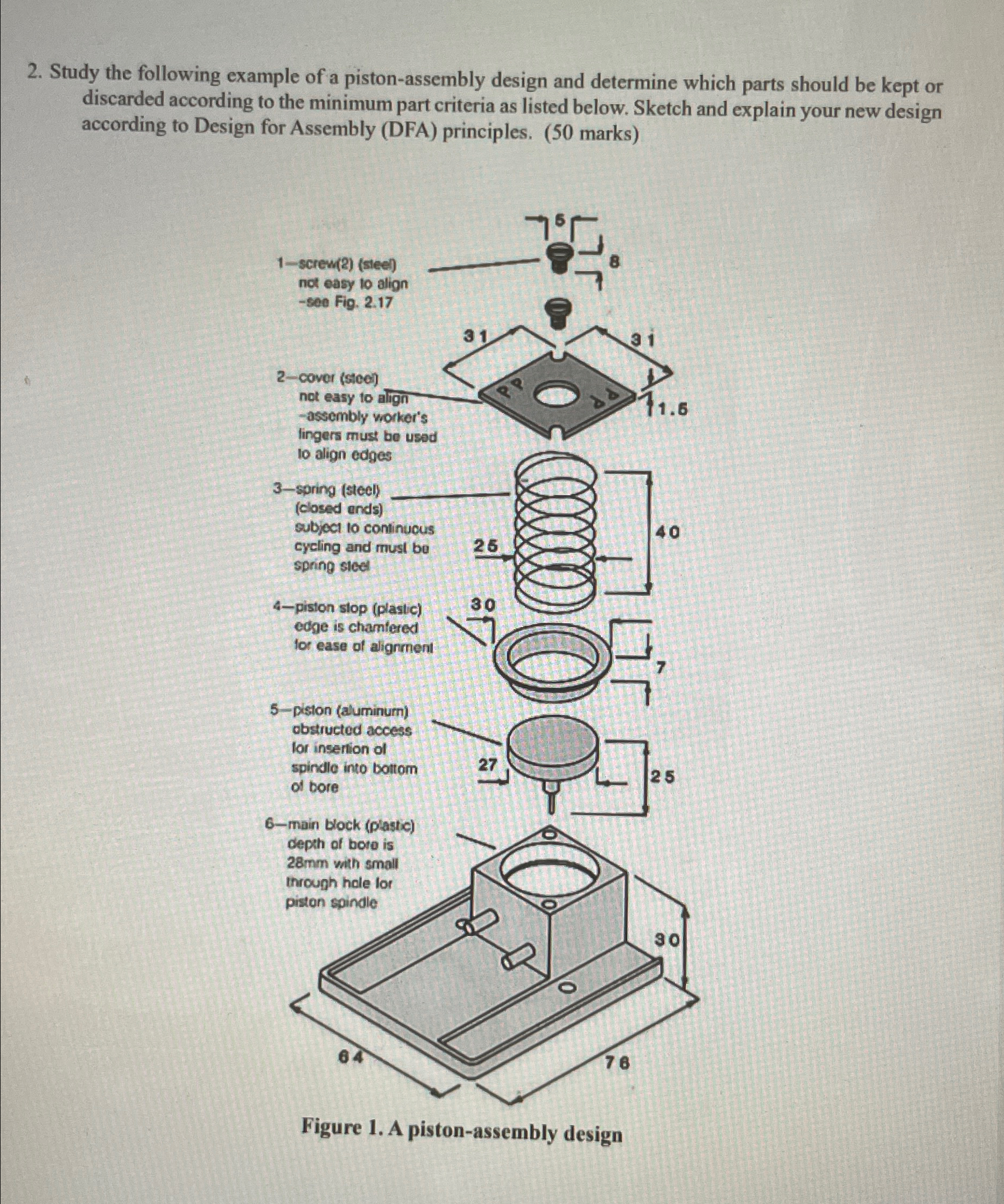 Solved Study the following example of a piston-assembly | Chegg.com