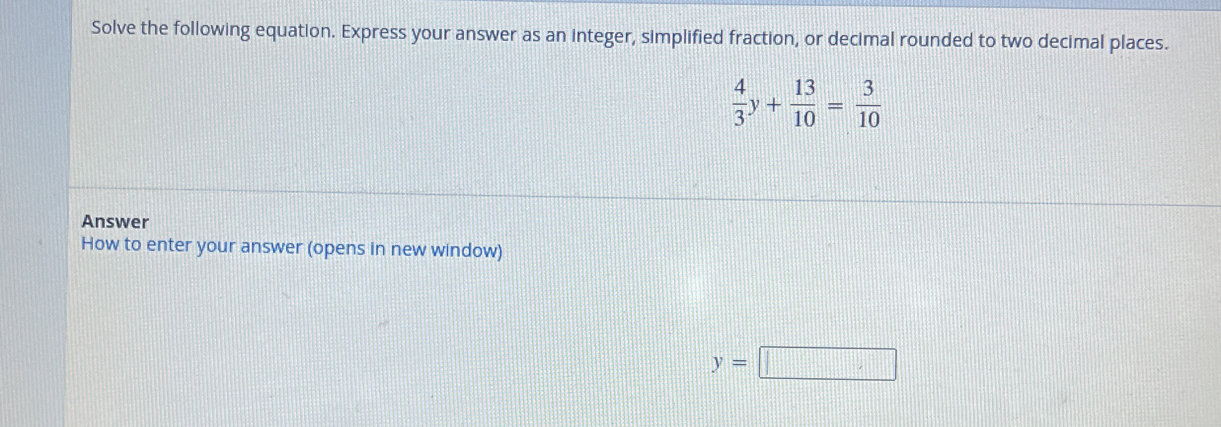 Solved Solve the following equation. Express your answer as | Chegg.com