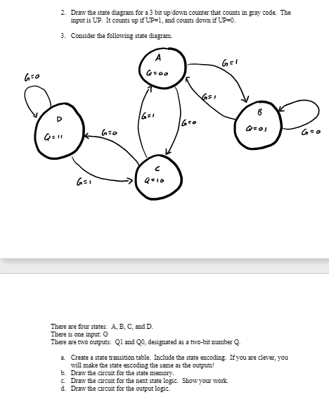 Draw the state diagram for a 3 ﻿bit up/down counter | Chegg.com