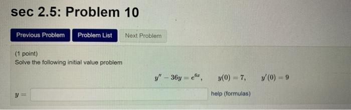 Solved sec 2.5: Problem 10 Previous Problem Problem List | Chegg.com