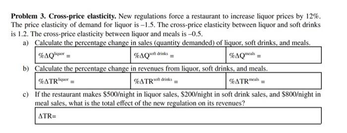 Solved Problem 1. Elasticity Of Demand. A) The Price | Chegg.com