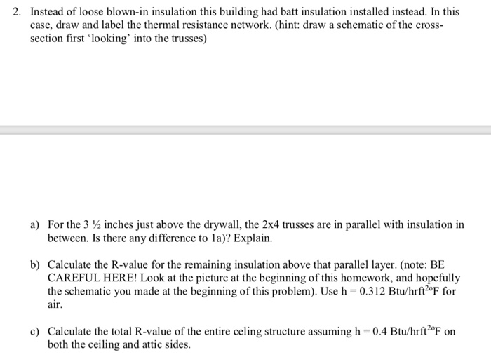 Solved A Blow In Insulation B Batt Insulation A Truss A