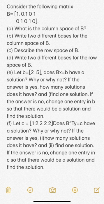 Solved B is a 2x5 matrix. first row 1. 0. 1. 0. 1. | Chegg.com