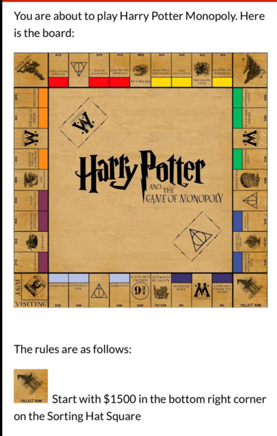 You are about to play Harry Potter Monopoly. Here is | Chegg.com