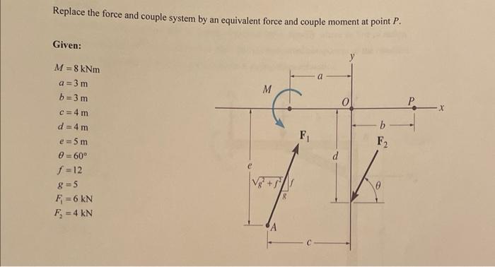 Solved Replace The Force And Couple System By An Equivalent | Chegg.com