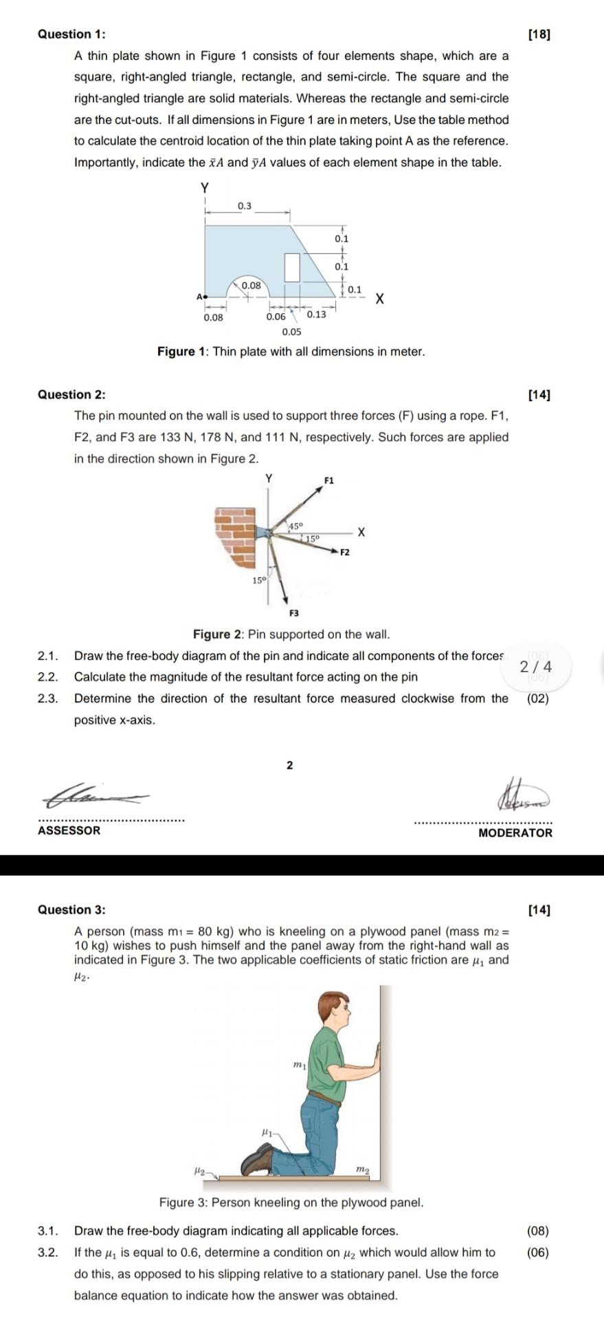 Solved Question 1: [18] A thin plate shown in Figure 1 | Chegg.com