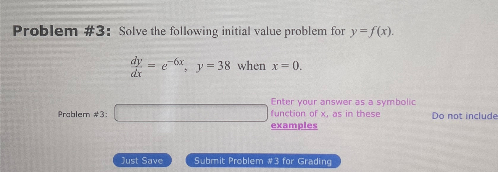 Solved Problem #3: Solve the following initial value problem | Chegg.com