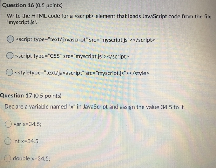 Solved Question 16 (0.5 points) Write the HTML code for a | Chegg.com