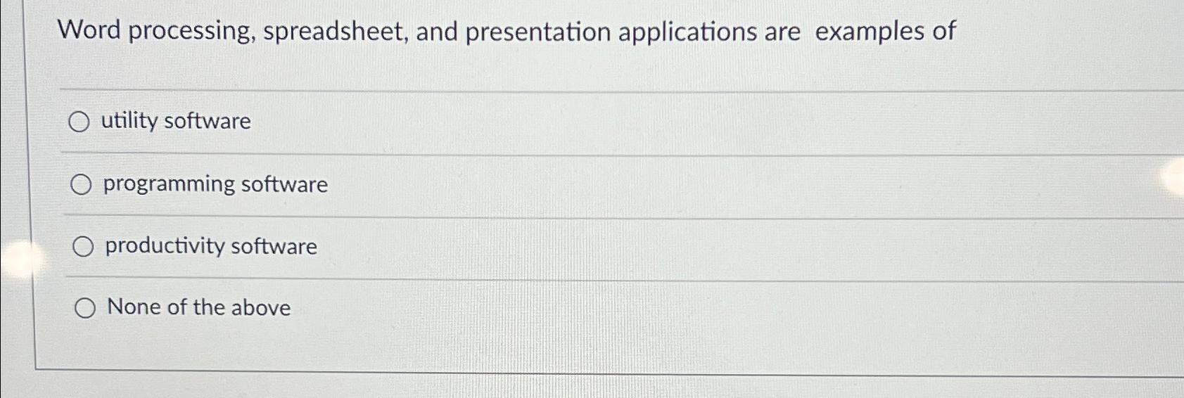 word processor spreadsheet presentation software