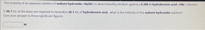 Solved The molarity of an aqueous solution of sodium | Chegg.com